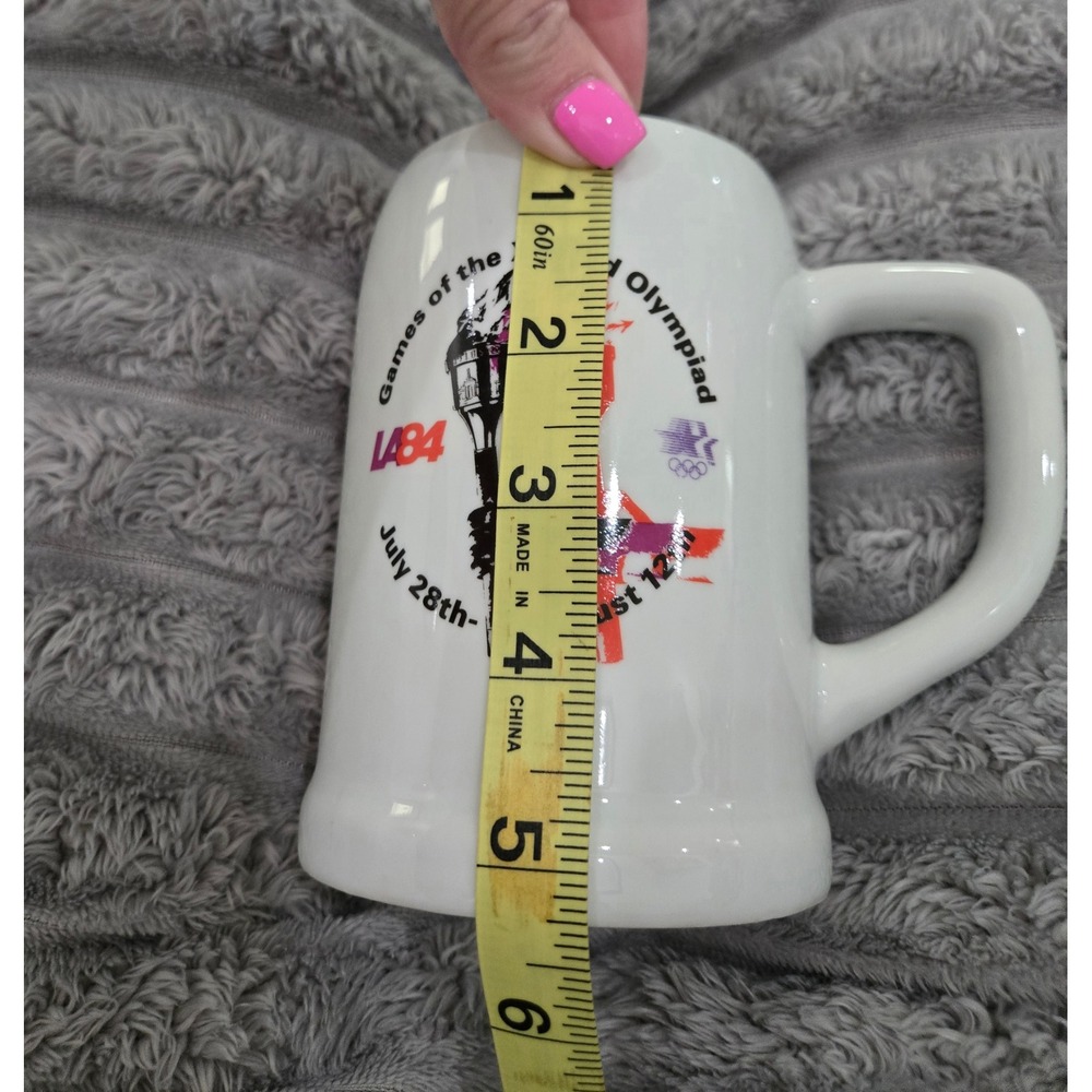 Vintage 1984 Los Angeles Olympics LA84 Torch Ceramic Mug Stein White Collectible - Picture 7 of 8